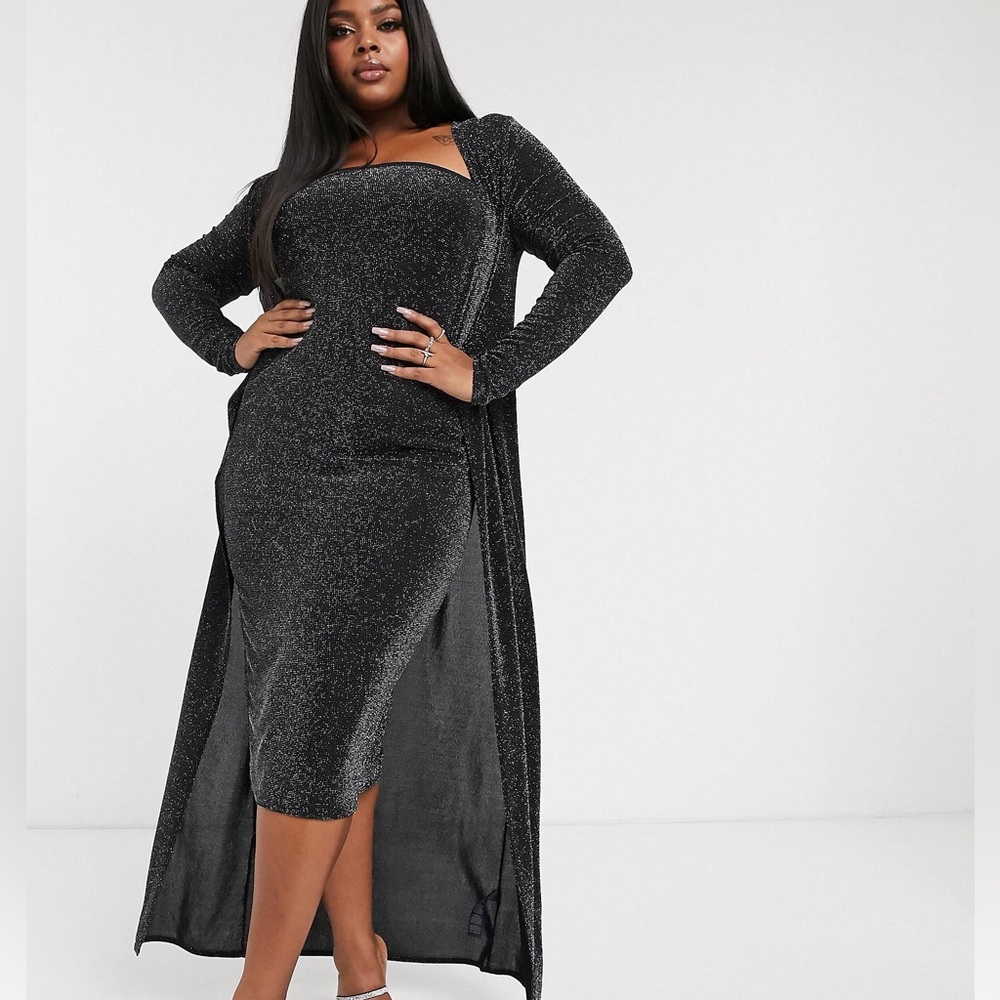ASOS DESIGN Curve two piece midi dress and duster set